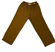Attitudes by Renee Womens Liquid Knit  Wide Leg Pull-on Pants Size L Brown