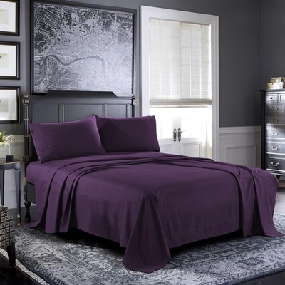 Pure Bedding Bed Sheets - Queen Sheet Set 4-Piece Purple - Hotel Luxury 1800
