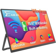 EVICIV 15.6" Wireless Portable Monitor with 8000mAh Battery VESA Monitor AirPlay