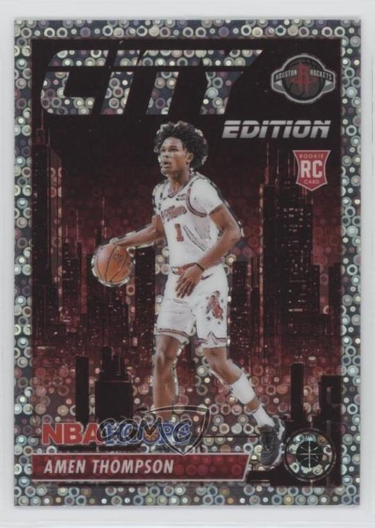 2023-24 NBA Hoops Premium Stock City Edition Disco Prizm Amen Thompson Rookie RC