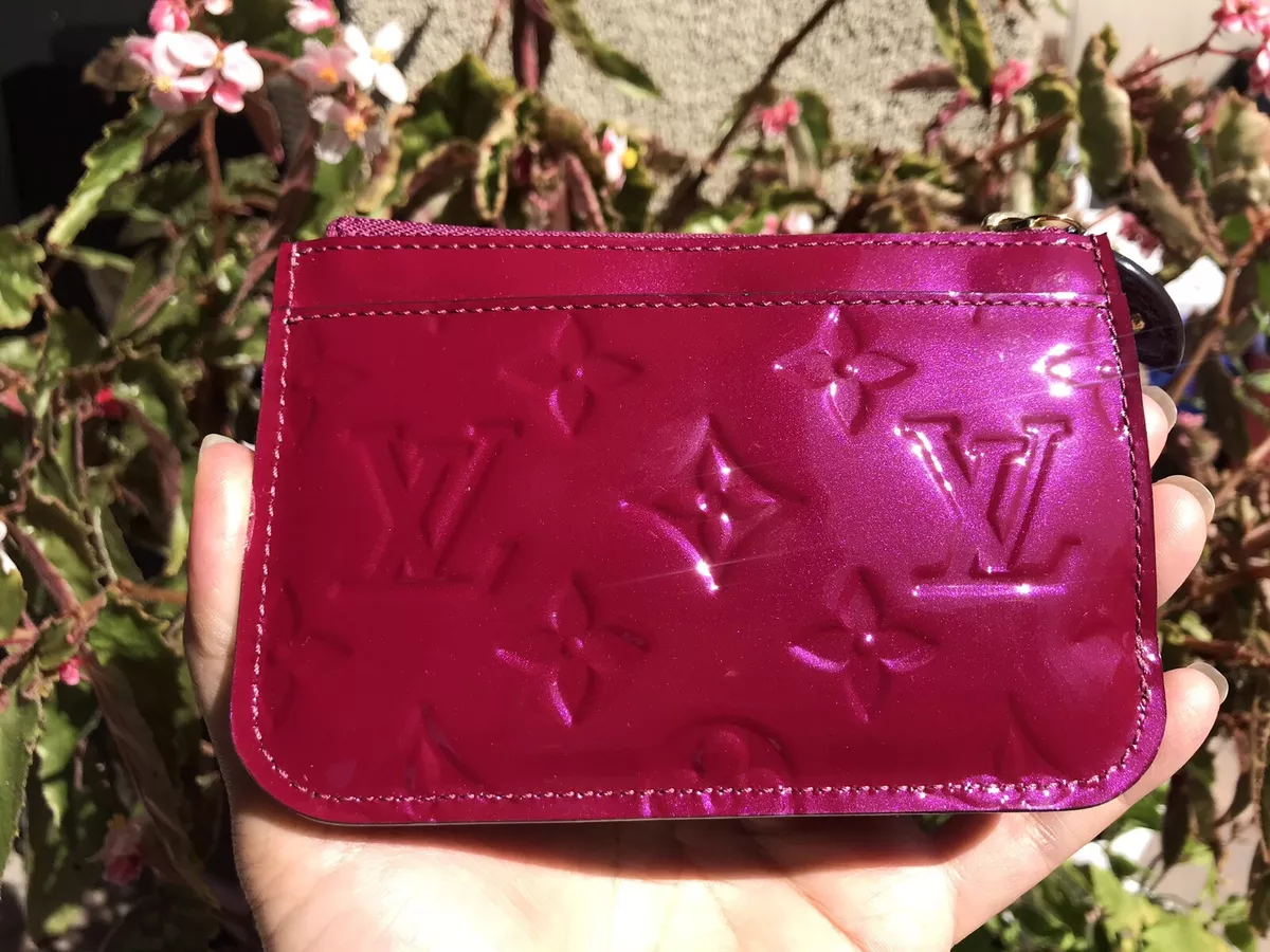 Louis Vuitton Lv Vernis Leather Key Cles Pouch Magenta Card Holder Mini  Wallet