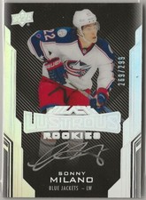 2016-17 UD Black Auto Rookie #45 Sonny Milano 269/299 Columbus Blue Jackets