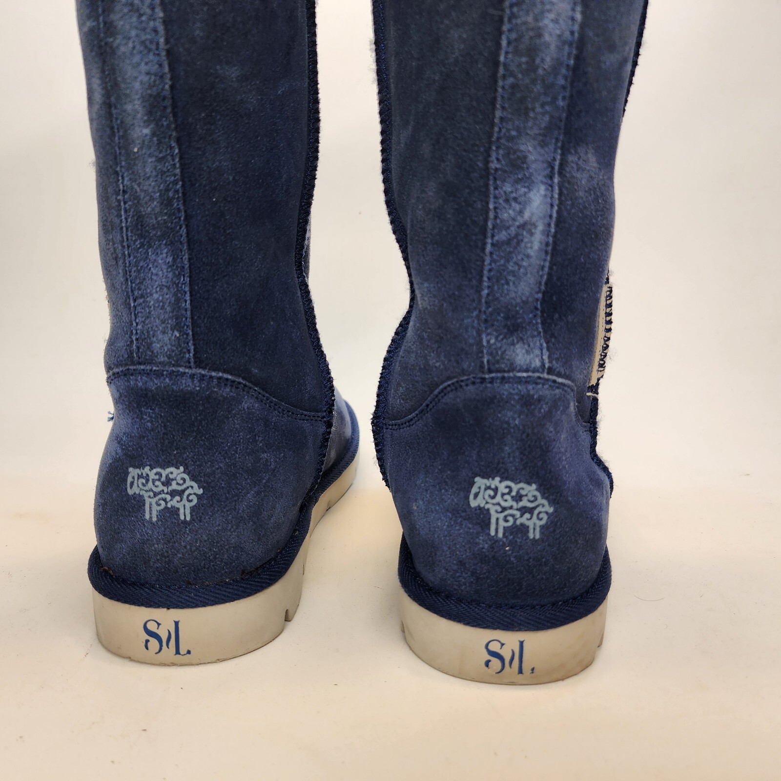 Superlamb Women's Size 7 Suede Mongolian Winter Boots Blue