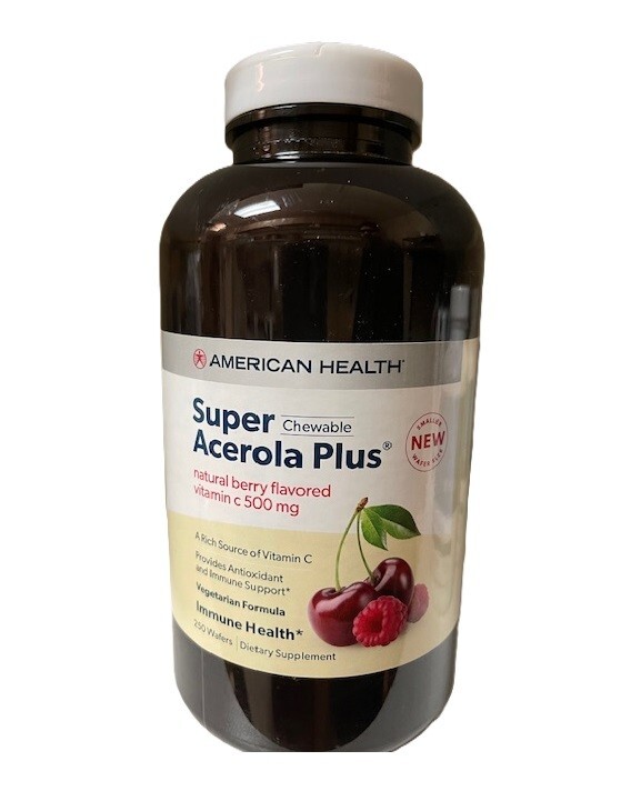 American Health - Super Acerola Plus - 500 mg - 250 Chewable Wafers exp 10/2025