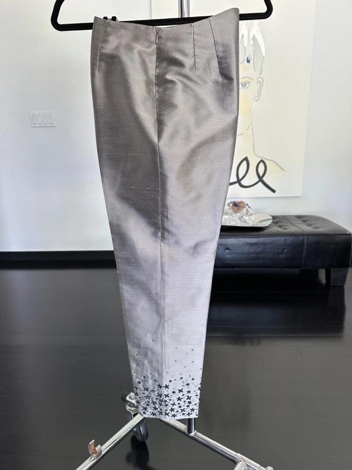 Ann Taylor 100% Silk Beaded Lower Leg Fully Lined Casual Dress Pant Size fully - Image 3 of 4