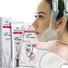Double Chin Reducer Anti Wrinkle Face Lift V-Line Shape 5 Masks, Cream and Strap