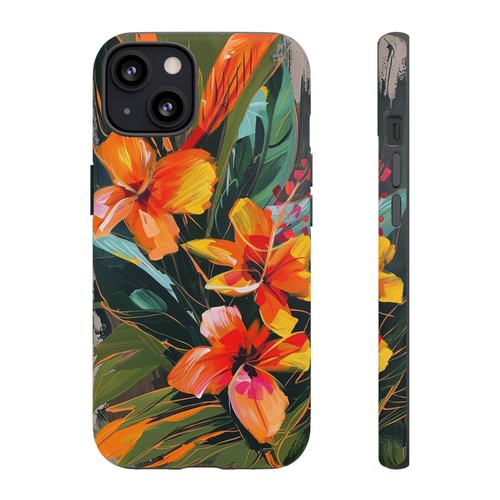 Phone-Ink iPhone, Pixel, Samsung Galaxy Case - Orange Hibiscus Flower Painting - 第 66/191 張圖片