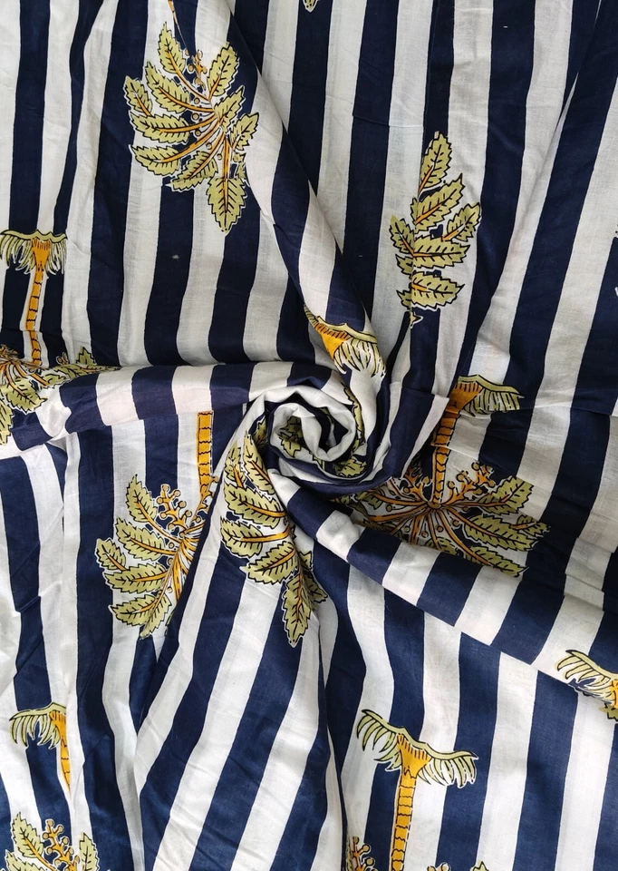 Indian Fabric Cotton Fabric By Yard Hand Block Print fabric Dressmaking Palm Tre - Image 3 of 4