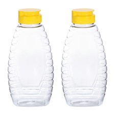 2pcs Plastic Honey Bottles 12oz Leakproof Squeeze Honey Jar Bottle with Flip Lid