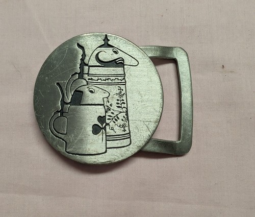 Vintage Pewter Belt Buckle by Old Forge Metals Inc Beer Stein Design