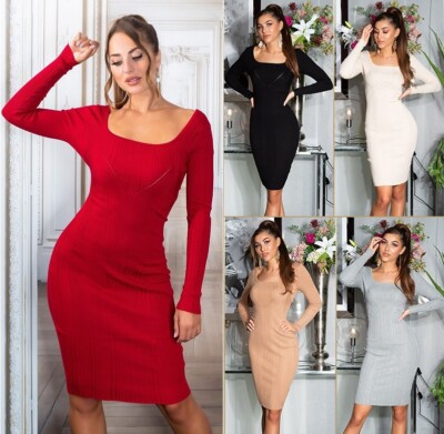 Koucla Strickkleid Minikleid Midikleid Kleid Dress Rückenausschnit Milax-Fashion