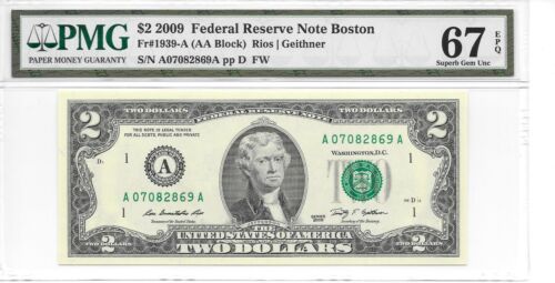 2009 Boston $2 FRN (AA Block) PMG 67 EPQ Superb Gem Uncirculated - Picture 8 of 13