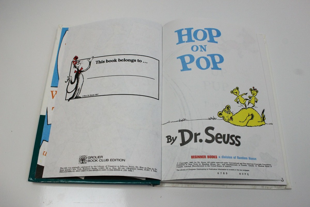 HOP ON POP BY DR. SEUSS BOOK 1963 HARDBACK Grolier Book Club | eBay