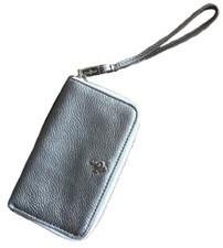 Cole Haan Womens Zip Around Metallic Gold Wristlet Designer Wallet Purse