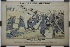Glorieux Trophée Circa 1920 Gravure sur bois Guerre 14-18