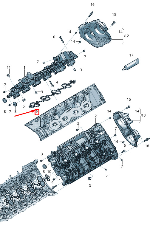 Joint de couvercle de soupape moteur Audi Q7 4M 0P2103650E