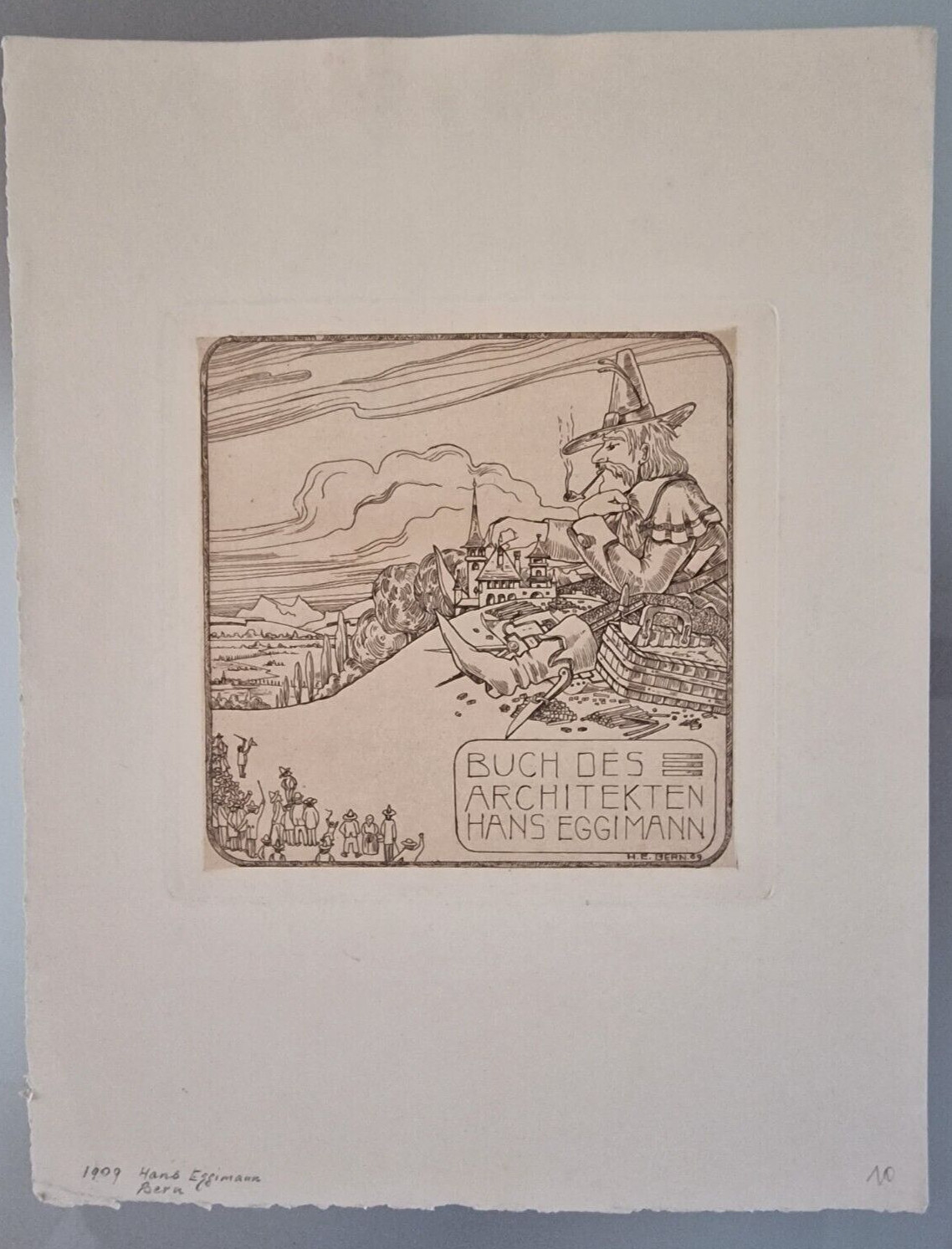 EGGIMANN HANS. EX LIBRIS BOOK OF THE ARCHITECT HANS EGGIMANN. RAD 135 X 142mm