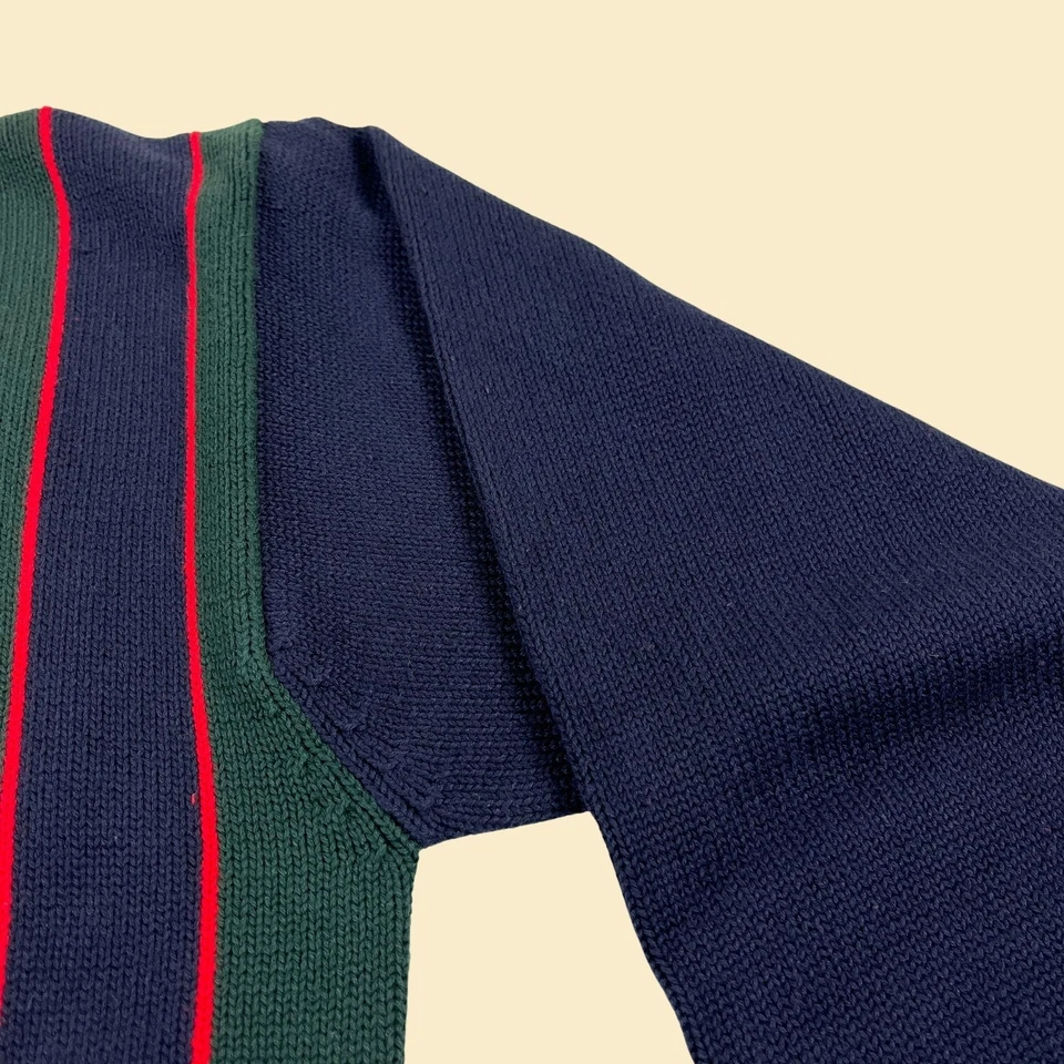 Suéter Tommy Hilfiger L vintage años 90/Y2K, azul/verde crew, nuevo stock antiguo Foto 4 de 4