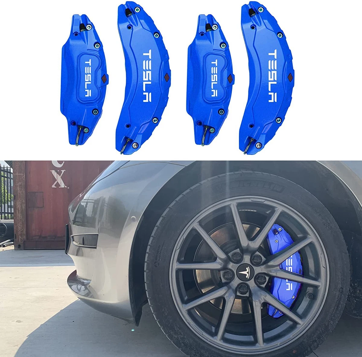 4Pcs Caliper Covers Tesla Model Y Accessories 19 20 Inch Wheel Hub Sport Blue