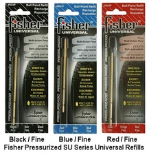 Three Fisher SU Series Universal Ink Refill Pack / One Black, One Blue, One Red