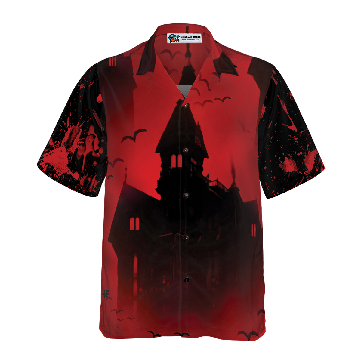 Men's Scary Vampire Castle Themed Halloween Hawaiian Shirt