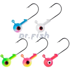 Dr.Fish 20pcs Fishing Crappie Jig Heads Hooks Round Ball Soft Plastic Lure Bass