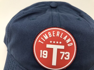 TIMBERLAND Rubber Logo Cotton Canvas Hat - Blue- One Size - New