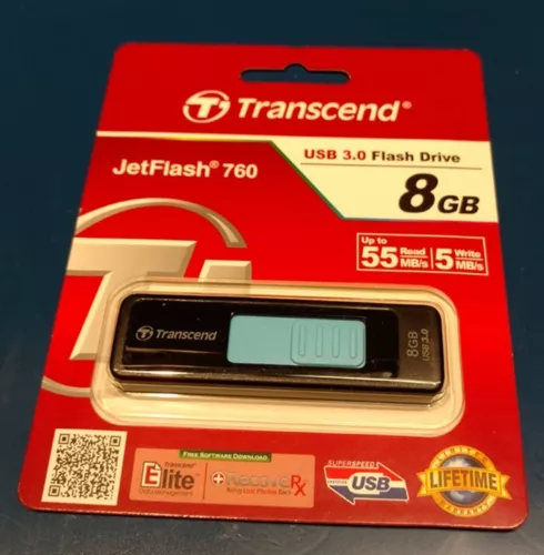 Transcend USB JetFlash 760 8GB USB 3.0 Flash Drive. USB 2.0, USB 3.0 Interface.