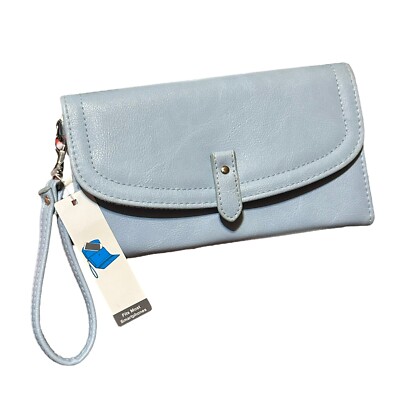 Wristlet Bag Clutch Purse Smartphone Pocket Light Blue
