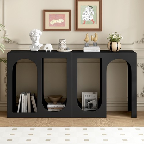 Modular Entryway Console Table with Rectangular Exterior Curved