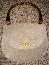 Vintage Morris Moskowitz Women's Purse Tan Genuine Leather Golf Metal Handle 