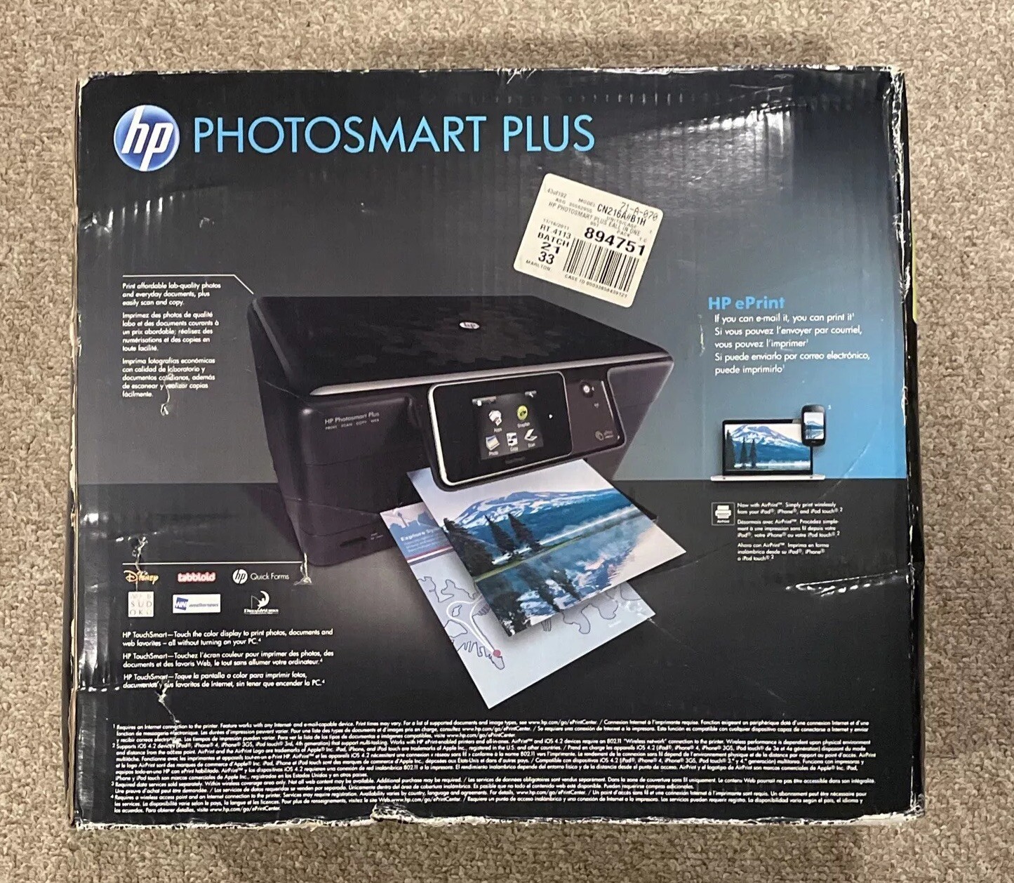 New HP Photosmart Plus B210A AllInOne Inkjet Printer CN216A eBay