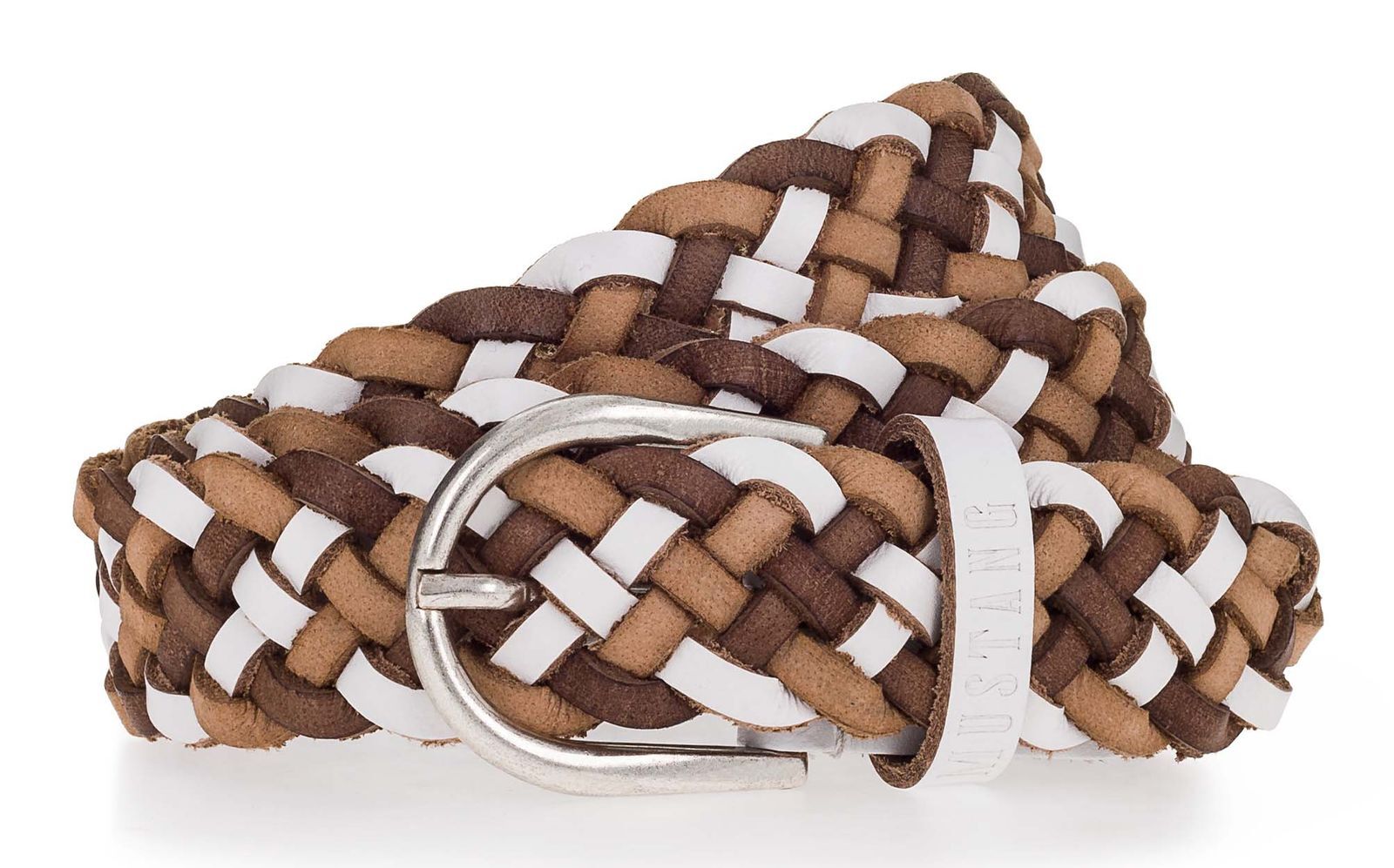 MUSTANG belt Braided Leather Belt W75 White - Varied