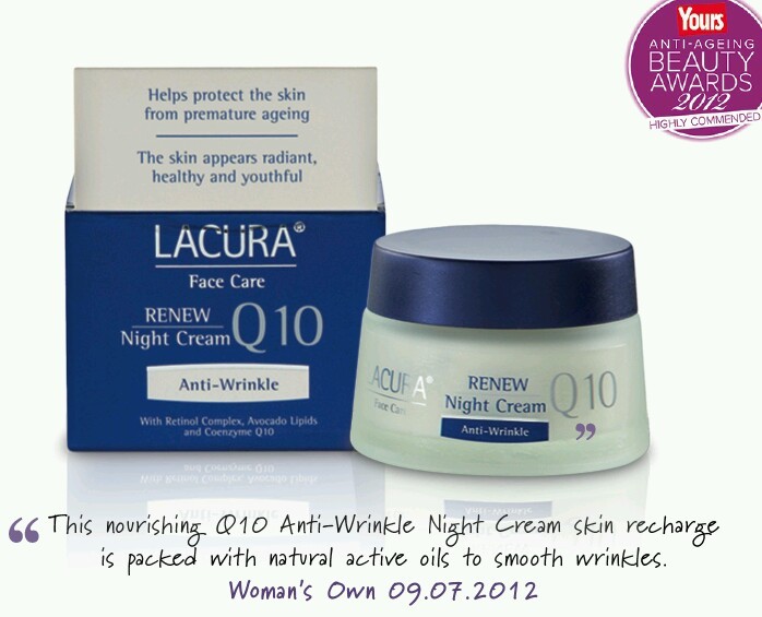 With RETINOL **Award winning** Antiwrinkle Q10 50ml LACURA Day & Night