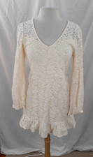 Wild Fable Women's M Lace Dress Cream Ruffle Knee Length Soft Stretch Boho NWT
