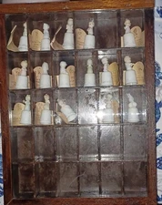 16, 80s Precious Moments Thimble display case wall shadow box cabinet 