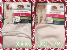 NEW NIP Fruit Of The Loom Thermal Top Women 3XL 22 White Waffle Crew LS Top Pant