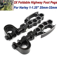 Motorcycle Fold-up Foot Pegs 1"~1-1/4" Highway Engine Guard Crash Bar For Harley