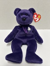 Princess Diana Bear Purple TY Beanie Baby PE Pellets Plush Toy