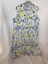 Alex’s Lemonade Stand Midi Dress Sleeveless Collared Lemons 100% Cotton Size XL