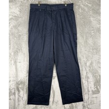 Dockers Mens Pleated Pants Navy Blue Stretch Waistband Individual Fit Size 34x32