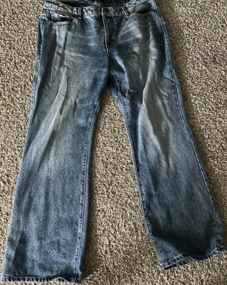 Ed Hardy Flared Denim Jeans Blue Graphic 5-Pocket Unisex Adults Cotton