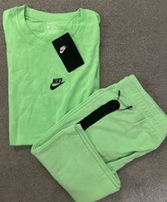 Nike Green Tech Fleece Tracksuit Short Set In Size S