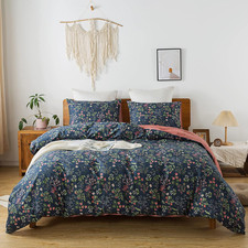 King Duvet Cover Set - 100 Cotton Comforter Cover Floral Duvet Cover Sets,Soft