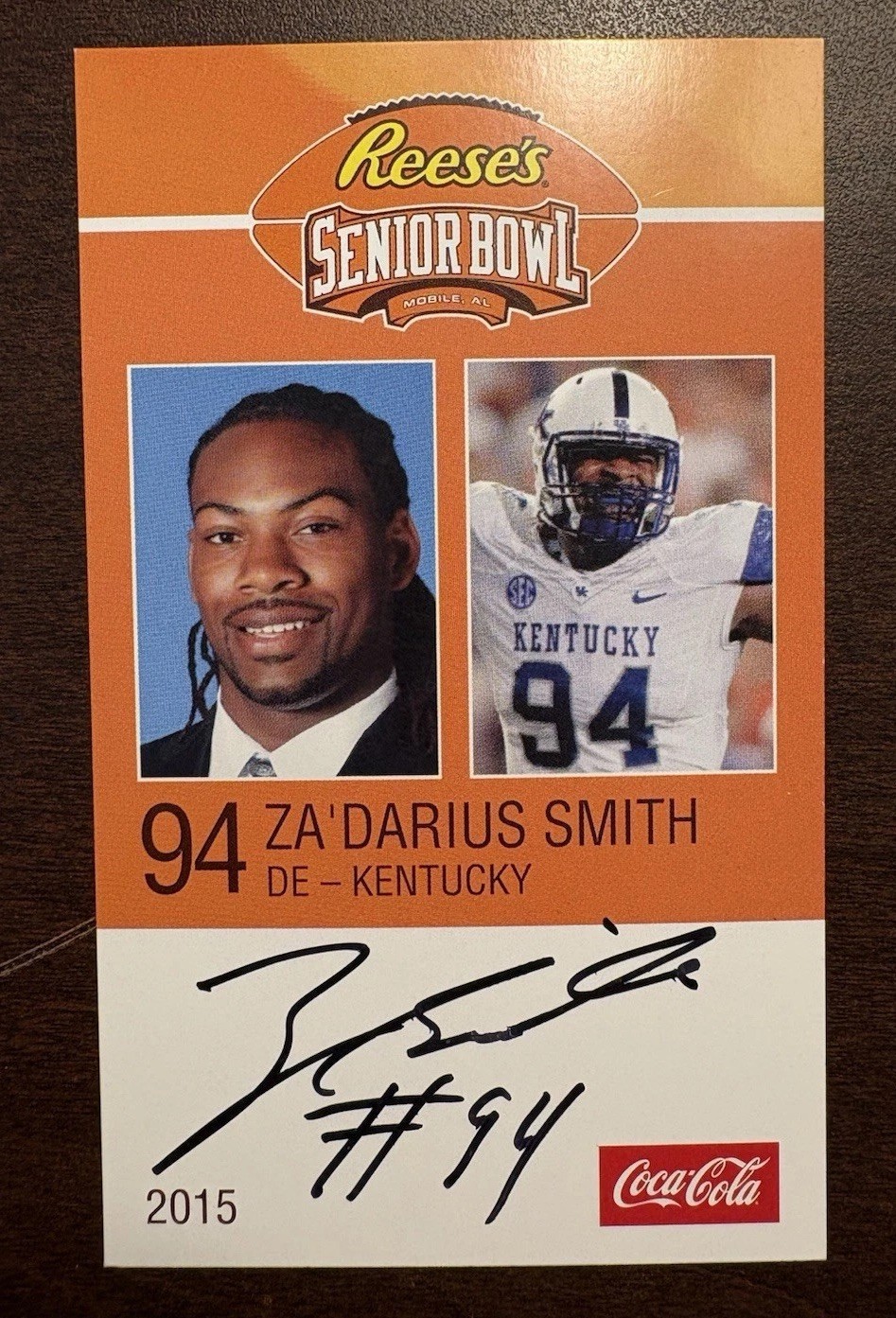 Za'Darius Smith 2015 Senior Bowl Autographed Card | Kentucky | Packers | NFL