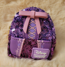Mini Mochila Bolso Loungefly Disney Enredado Rapunzel Lentejuelas Dije Llavero