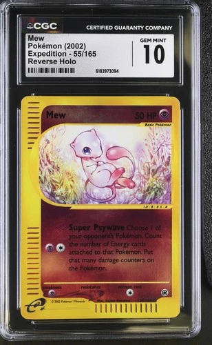CGC 10 GEM MINT Mew 55/165 Expedition Reverse Holo Pokemon Card