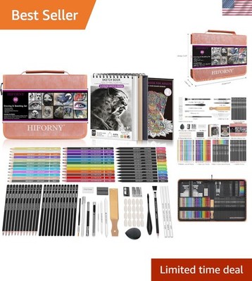 Portable Drawing & Sketching Kit - 100 PCS Includes Sketchbook & Color Book