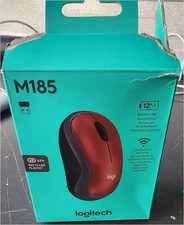 Logitech M185 Wireless Mouse, 2.4GHz, USB Mini Receiver, Long Battery Life - Red