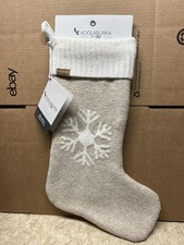 Koolaburra by UGG new Tan and White Snowflake NICOLINA Holiday Stocking NWT